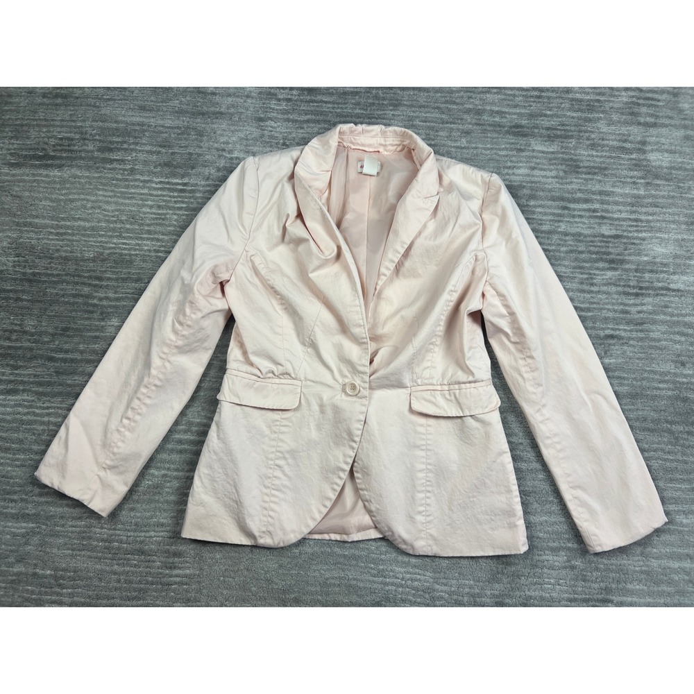 H&M Blazer Women 8 Pink Conscious Collection Single Button Organic Cotton Jacket